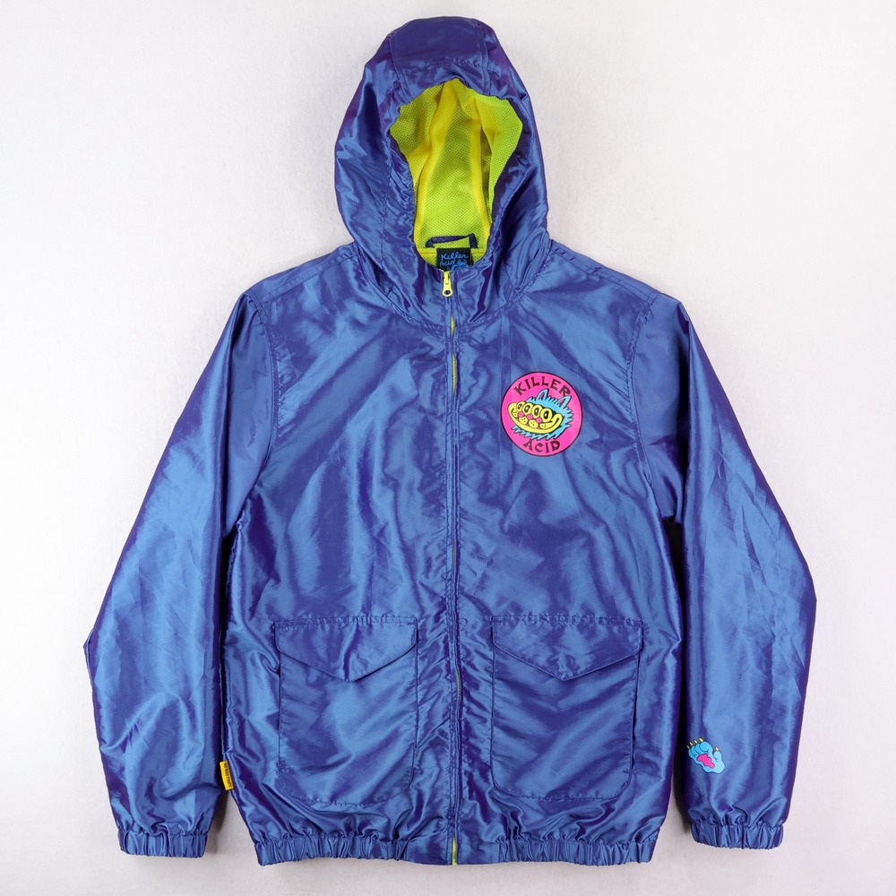 Killer Acid Windbreaker Jacket Mens Medium Blue Purple Iridescent No Bad Trips
